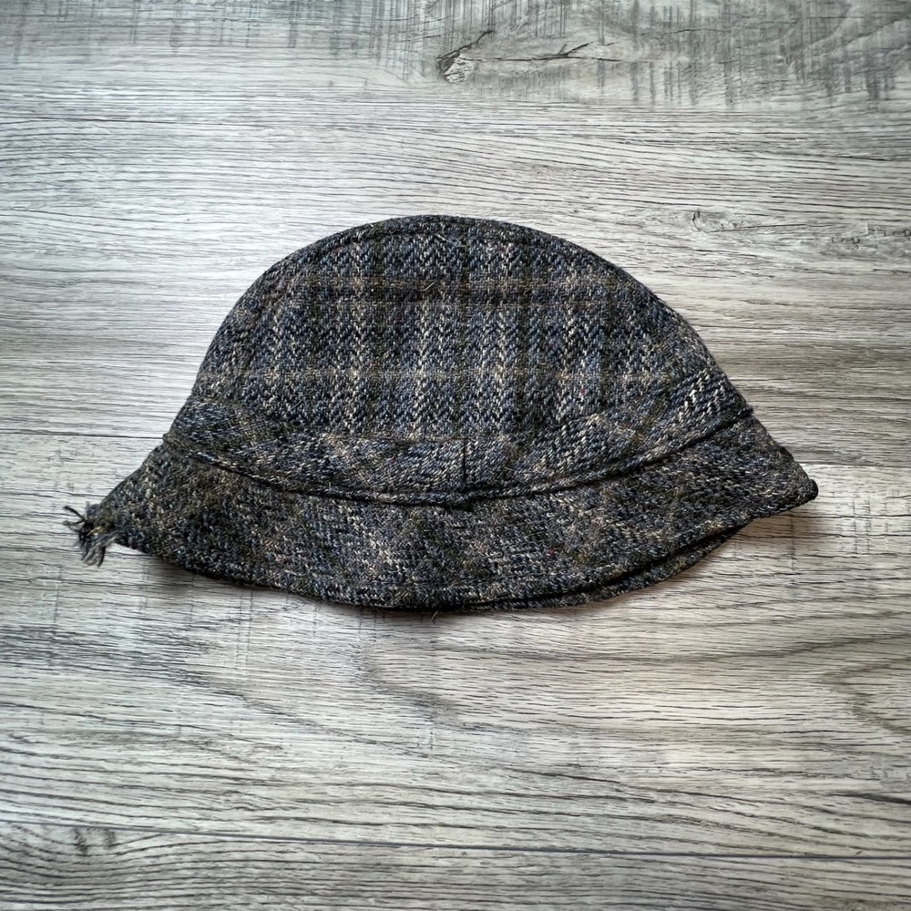 Jonathan Richard‎ Bucket Hat Unisex OS Blue Brown Wool Tweed Made in Ireland X67